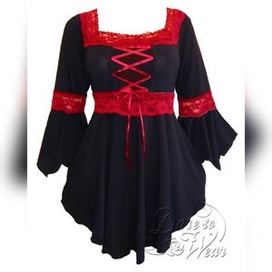 Dare to Wear Renaissance Top with Red Lace  3X